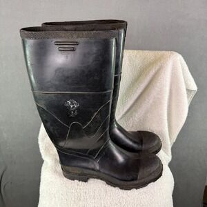 Bata Mens Boots 12 Black Safety Toe Waterproof Rubber Steel Shank Rain Made USA